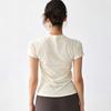 Damen Stretchy Nahtloses Strick Fitness-T-Shirt - Atmungsaktives, Hautfreundliches Kurzarm-Top für Yoga & Pilates