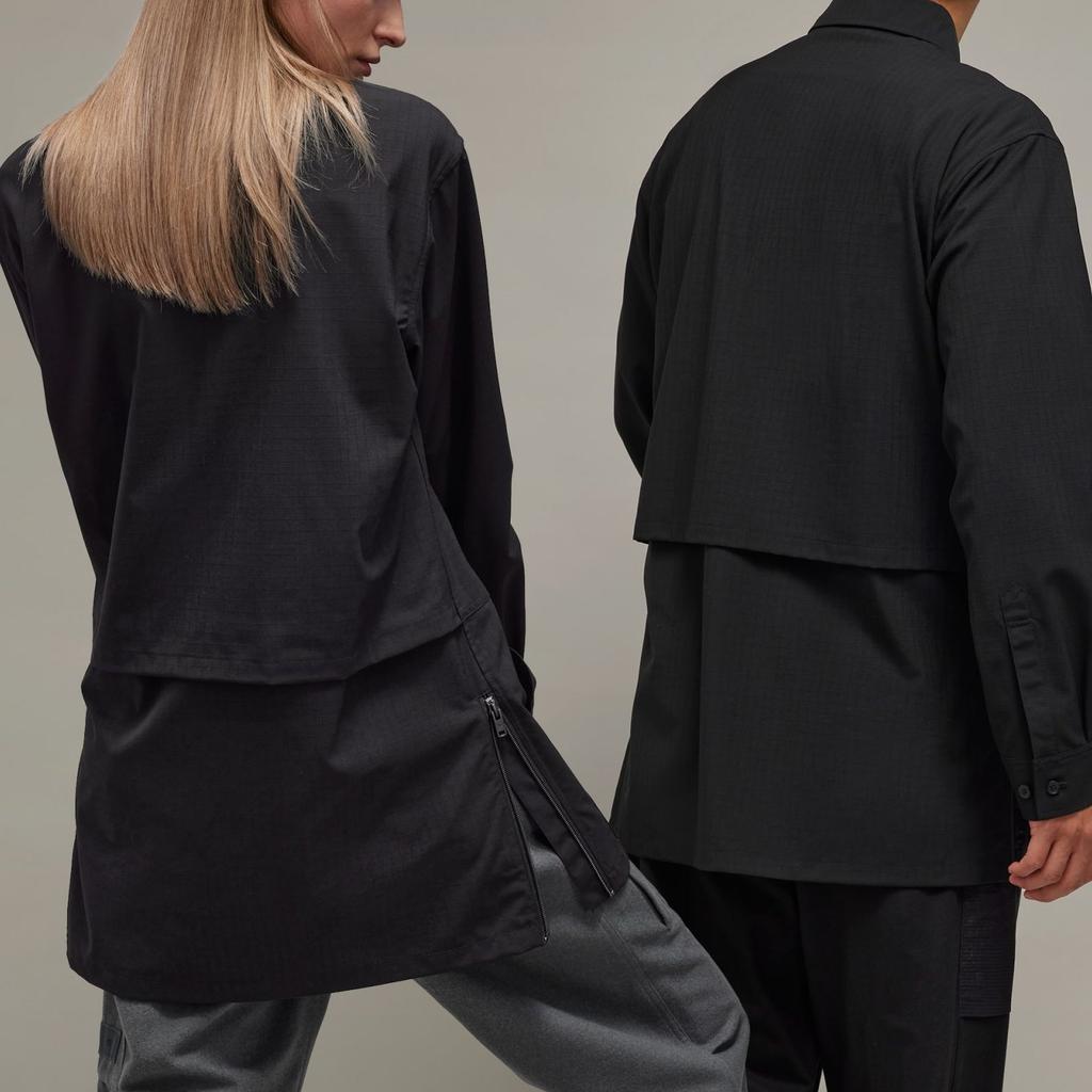Adidas Y-3 Winter Ripstop Overshirt With Stand Collar And Zip Unisex Tops Black IL2039