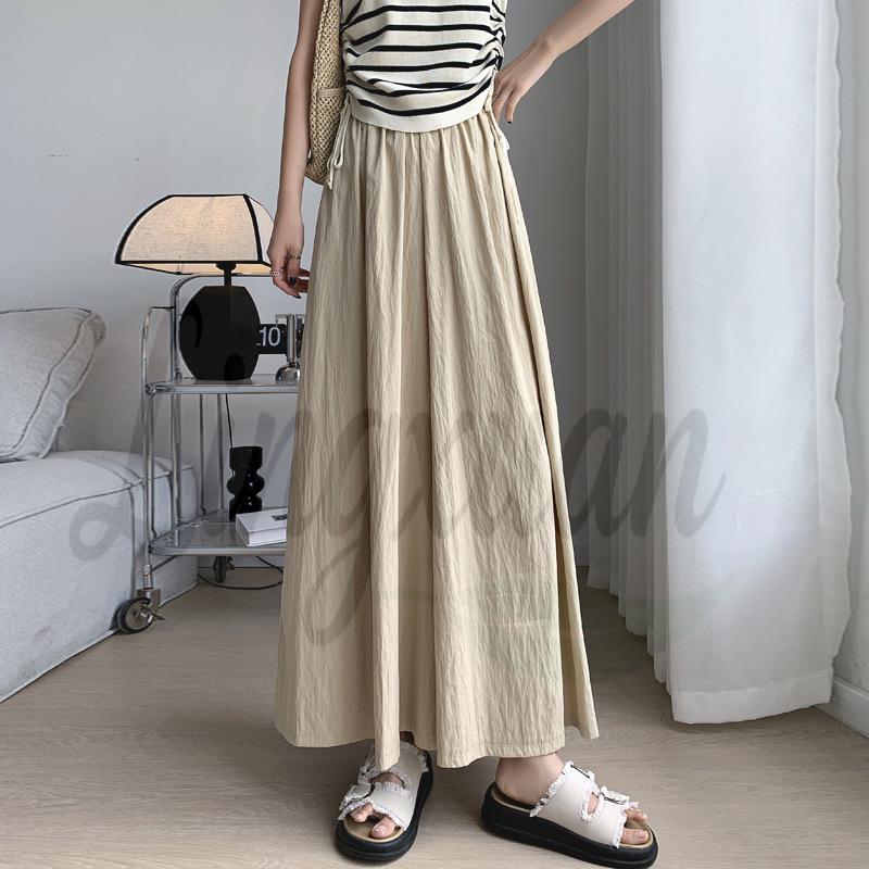 

Petite Women s High-Waisted Ice Silk Wide-Leg Pants, Summer Thin, Non-Shrinking, Drapey Yamamoto Style L абрикосовый