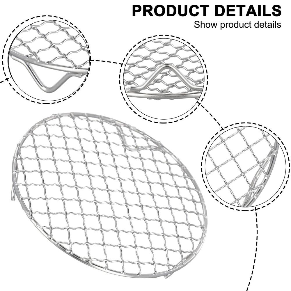 Round Shape BBQ Net Stainless Steel Air Fryer Rack Grilling Mat Baking Rack  Oven Use
