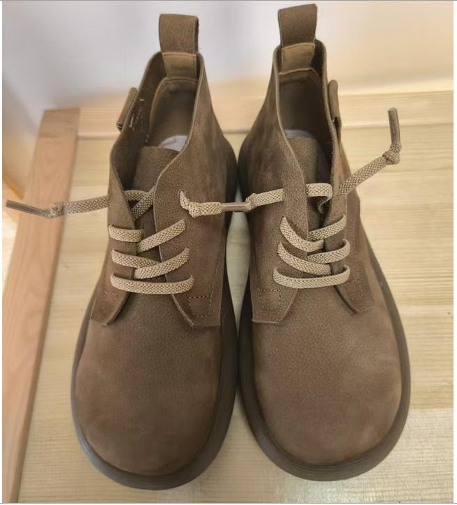 Retro Matte Leather Lace-up Martin Boots for Women's Spring New Versatile Casual Flat Short Boots for Women