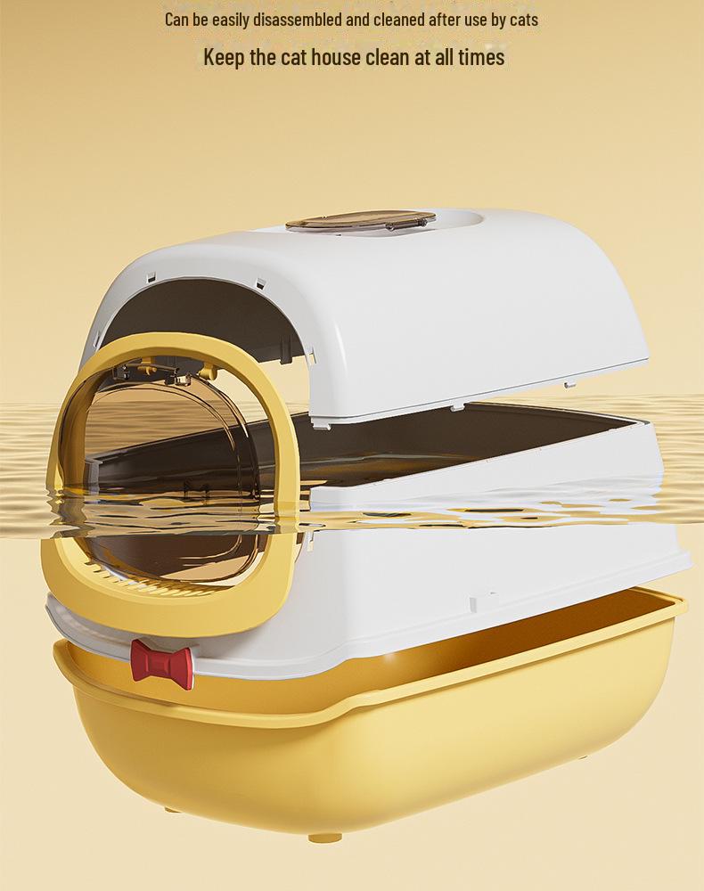 Extra Large UV-Lit Enclosed Cat Litter Box with Scoop