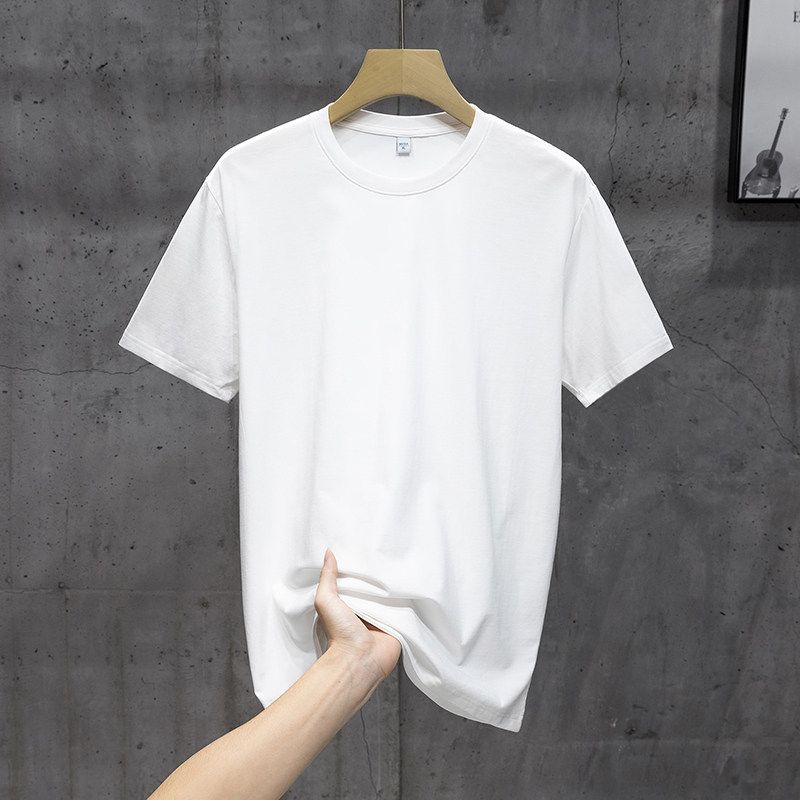 Clearance Summer Heavyweight Solid Color Short-Sleeve T-Shirt for Men, Round Neck, Loose Fit, Unisex Couple Casual Half-Sleeve Base Shirt