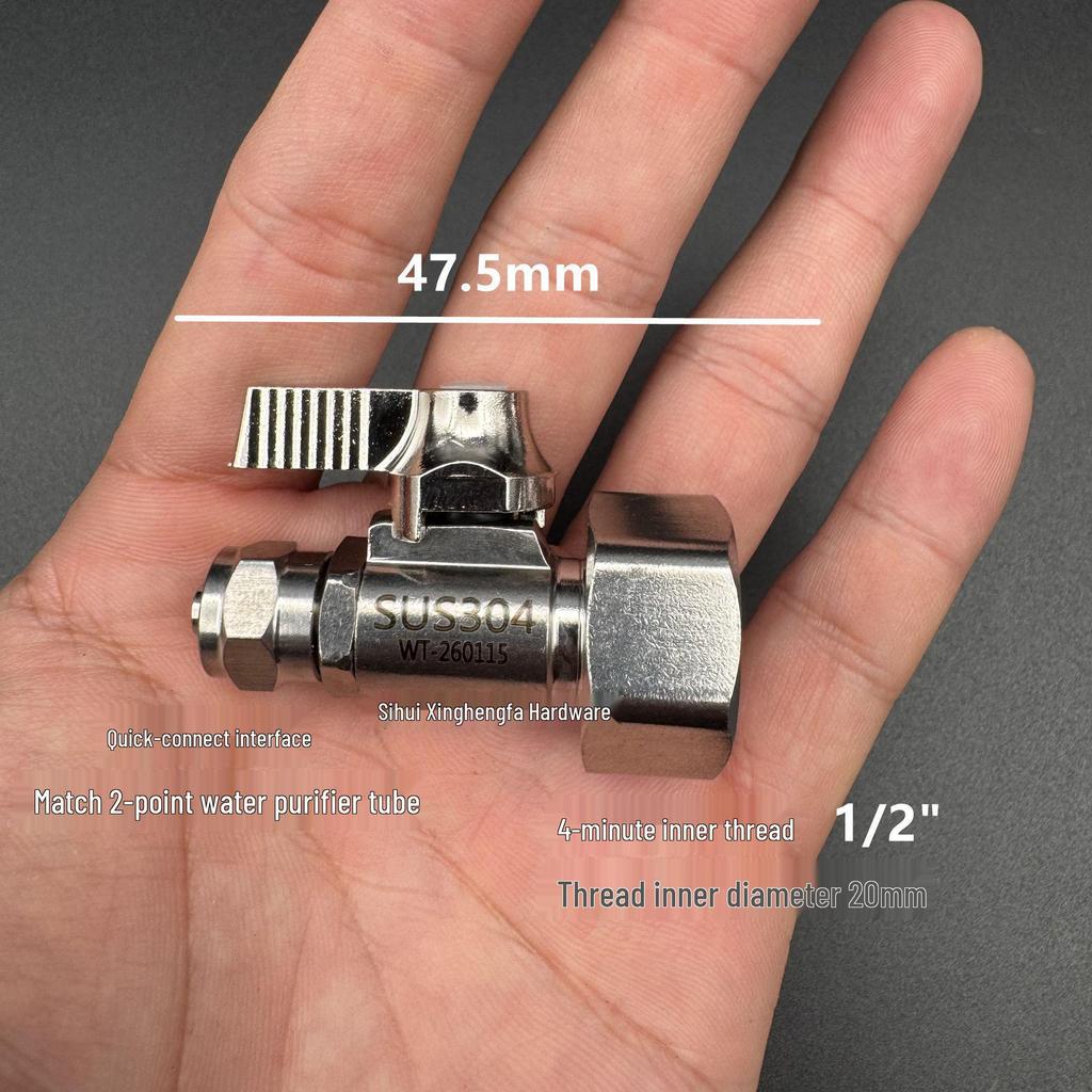 Stainless Steel Water Purifier Valve 304, Straight Through, 2-Point/3-Point, 1/2, 3/8 Inch PE Pipe, Pure Water Inlet Faucet