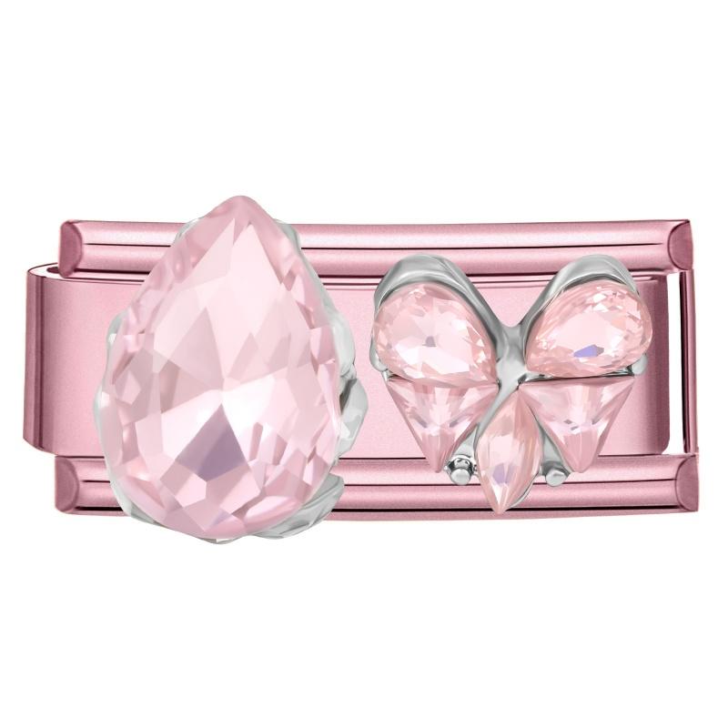 Romantic Pink Love Rose Butterfly Star Shell Zircon Long Italian Charm Links Fit 9mm Stainless Steel Bracelet DIY Making Jewelry