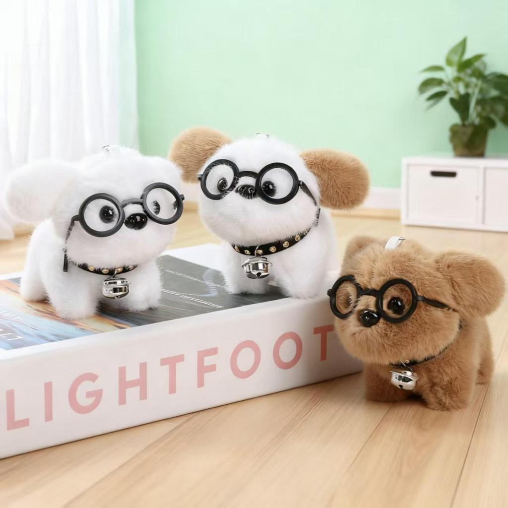 Internet Celebrity Cute Puppy Glasses Pendant Plush Toy Keychain