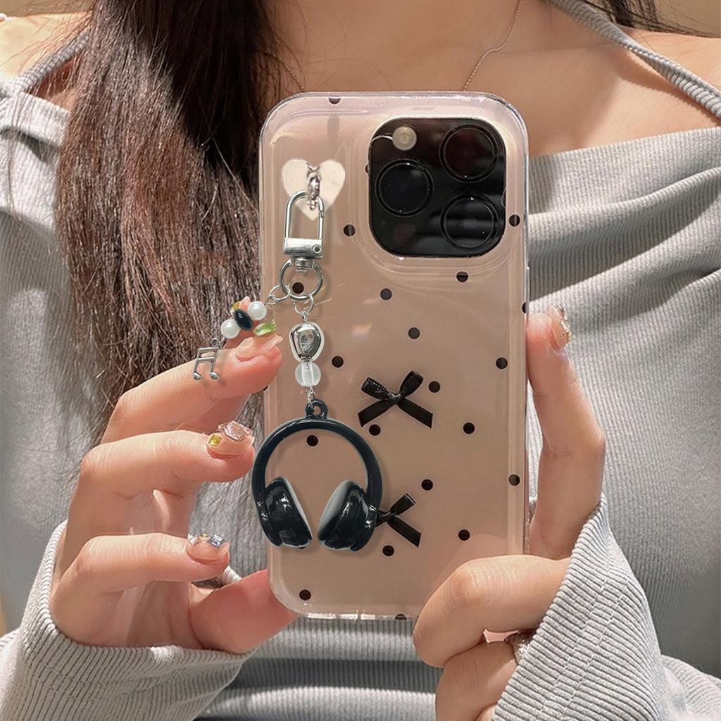 Trendiger Farbverlauf Kopfhörer Schlüsselanhänger Modischer Karabinerclip für Musikliebhaber Personalisierter Legierung Acryl Schlüsselanhänger