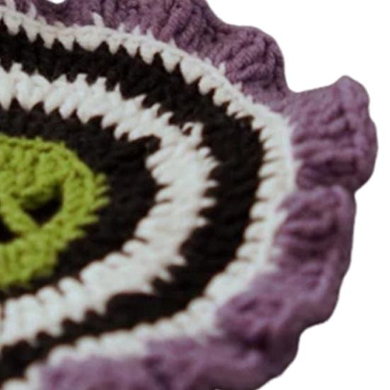 Brainy Skull Coaster Handmade Crochet Skeleton Tabletop Decor Hand Knitted Drink Cup Mat for Home Bar Decor