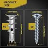 Drywall Screws 50 Pieces Heavy Duty Nails With 50 Fasteners Metal Wood Screws For Wood Drywall Hollow Wall Panel Board Bathroom