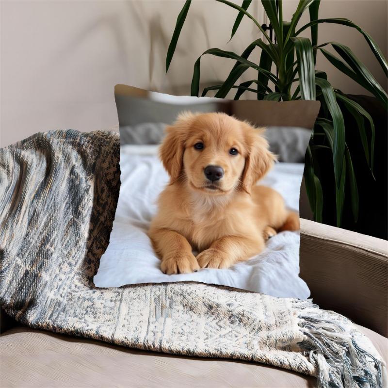 1Pc Golden Retriever Throw Cushion Covers Chair Living Room Pillowcase Cozy Zipper Sofa Pillow Covers Bedroom Indoor Home Decor