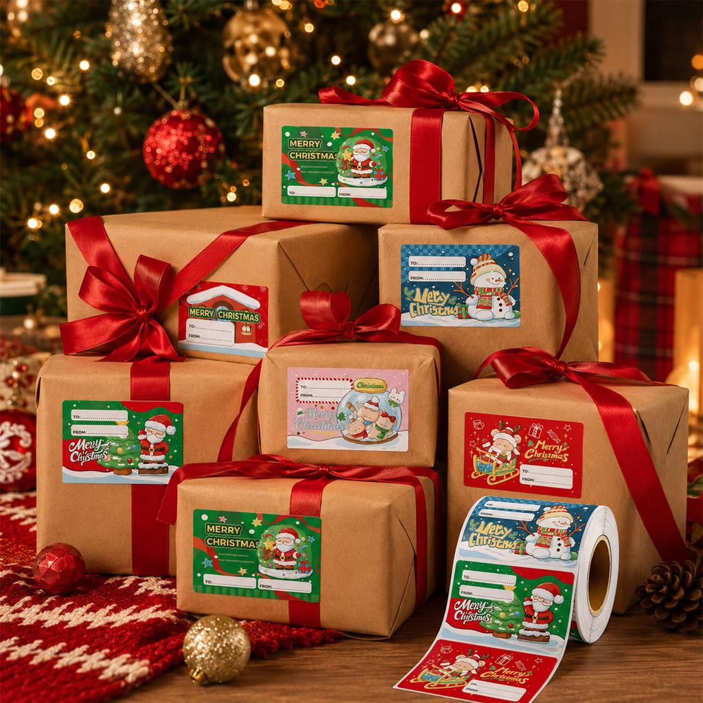 Christmas Gift Wrapping Stickers, Write- Gift Tags, 200/500 Labels per Roll for Holiday Presents and Gifts