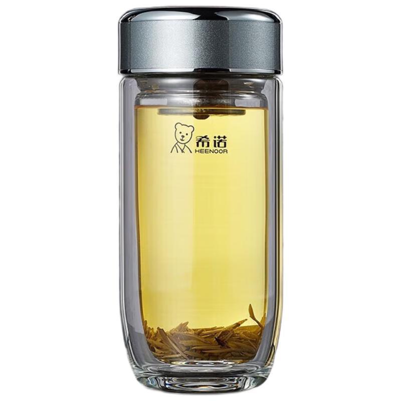 Heenoor Double-Layer Antimicrobial Glass Tea Cup with Filter
