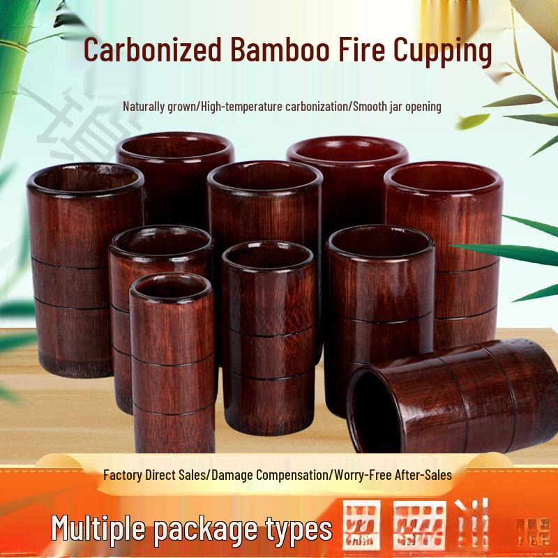 Bamboo Cupping Set: Carbonized Bamboo Charcoal Fire Cupping Jars & Tubes for Household Use