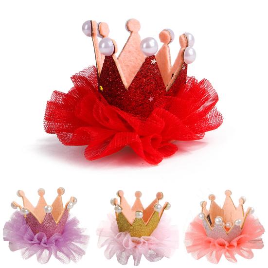 Pet Crown Decor Delicate Anti-fall Pet Headgear Princess Dog Hairpin for Decor