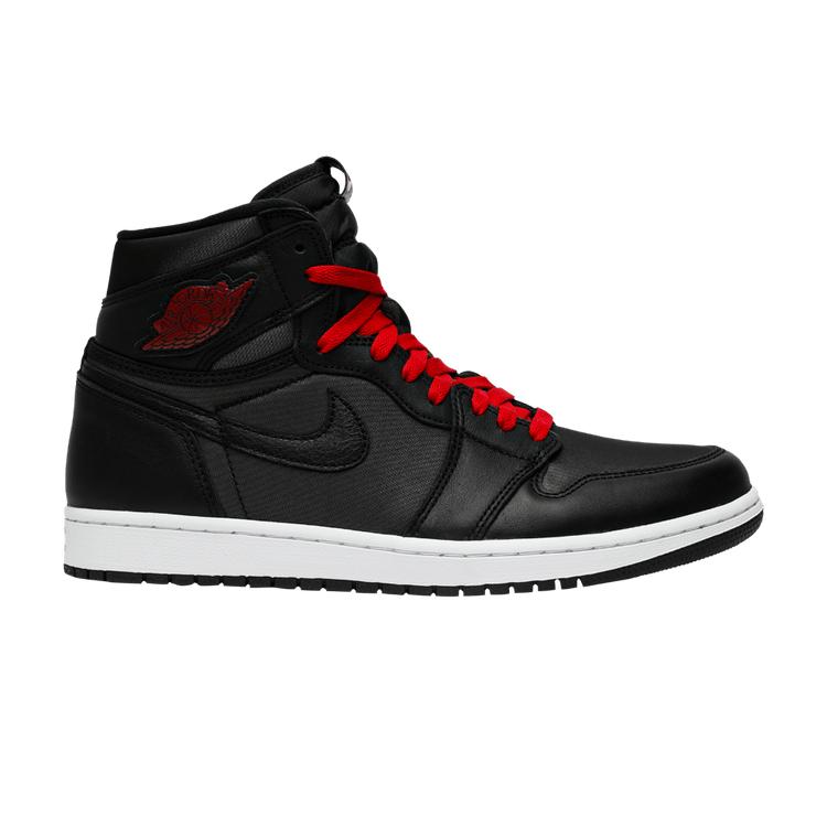 

Jordan 1 Retro High Black Satin Gym Red 44