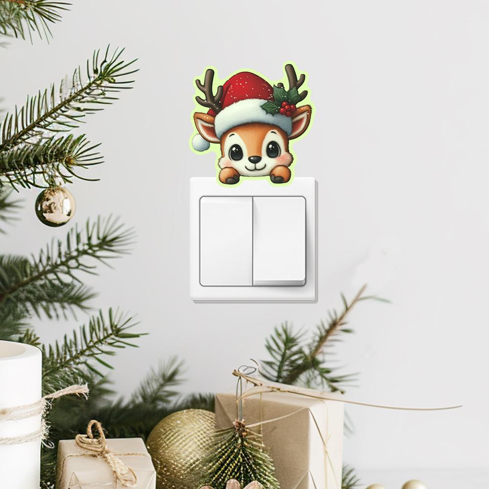 Cartoon Cute Little Deer Christmas Atmosphere Home Switch Decoration Stickers