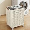 Wielofunkcyjny Kosz na Pranie na Kółkach Składany Kosz na Brudne Ubrania Mobilny Pojemnik do Przechowywania Oszczędzający Miejsce Organizer Łazienkowy Przenośny Organizer