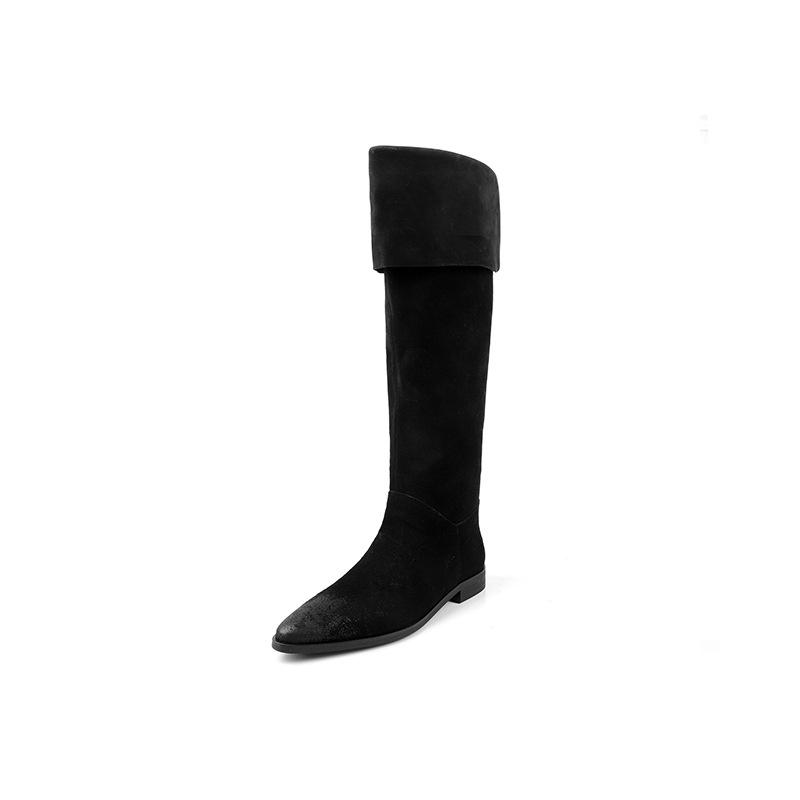 2.5CM-6.5CM niche design thin knight boots 2025 autumn new pointed thick heel but knee boots