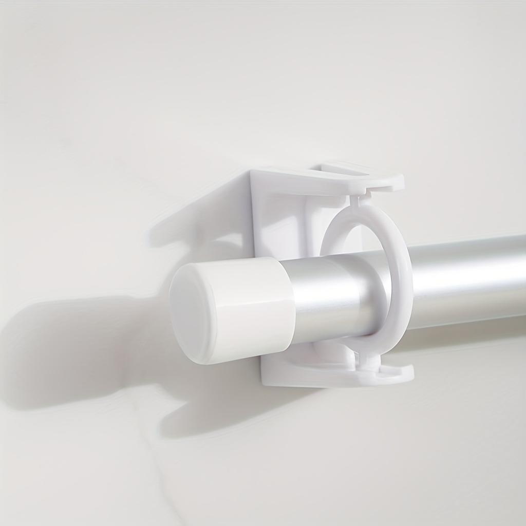 2/4/6Pcs Punch-free Curtain Rod Holder Clamp Hooks Self Adhesive Clothes Rail Bracket 360 Rotation Triangle Ring Adjustable Hook