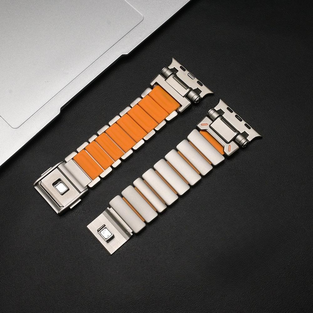 

Titanium Rubber Magnetic Band for Apple Watch Ultra 3 49mm Series 11 10 46mm Business Men Strap For iwatch 9 8 7 6 se 44mm 45mm for Ultra 3 2 1 49mm