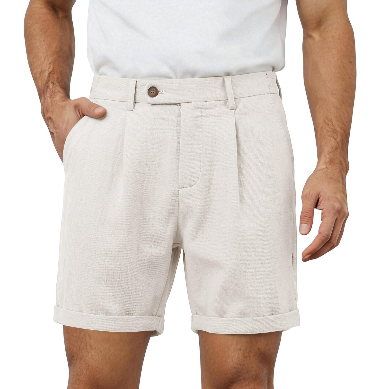 

Men Casual Classic Style Elastic Waistband Five-Point Shorts Lightweight Breathable Fabric Suitable for Summer Outdoor Activities XXL бежевый