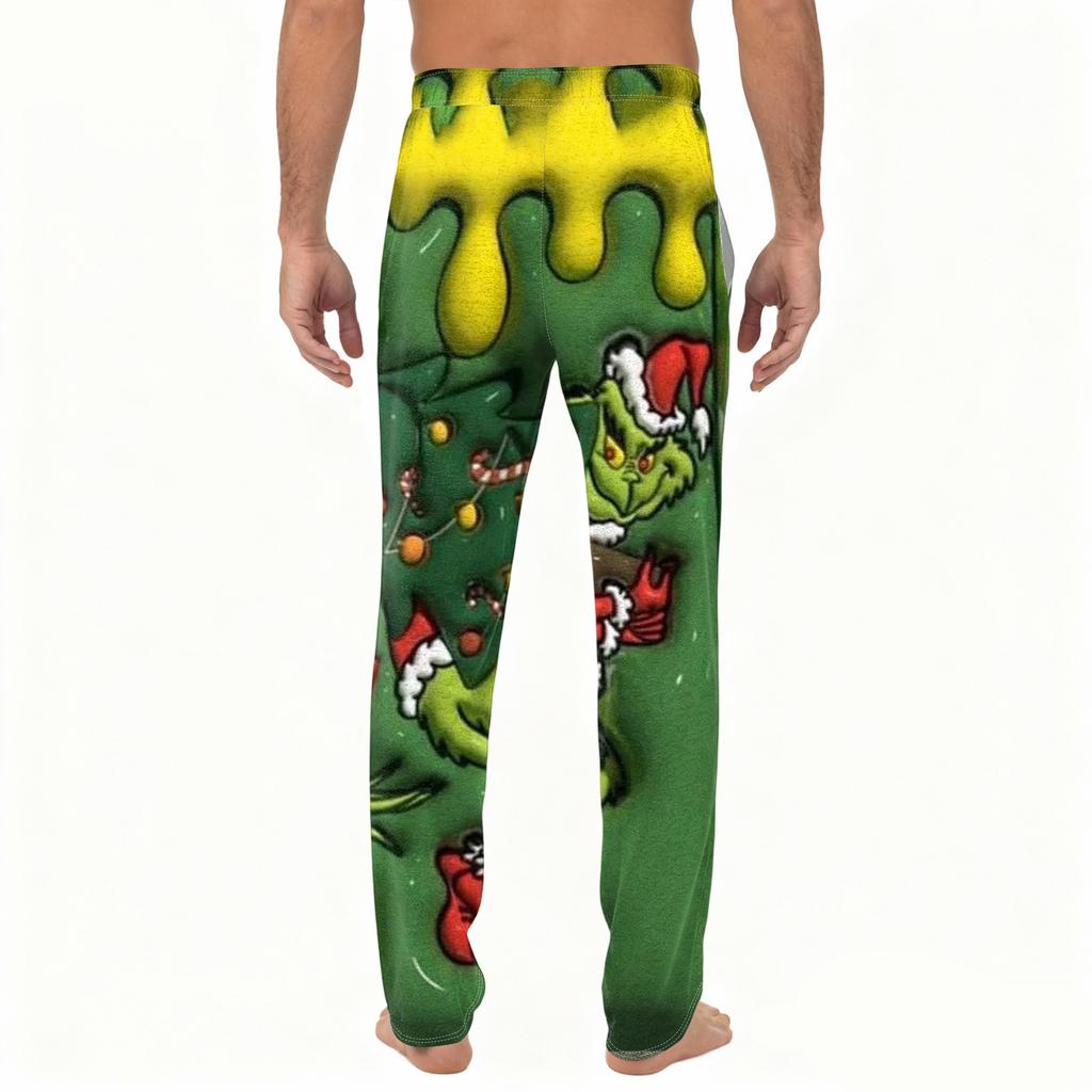 Men's Plain Knit Solid Pocket Casual Pants Home Pajama Pants