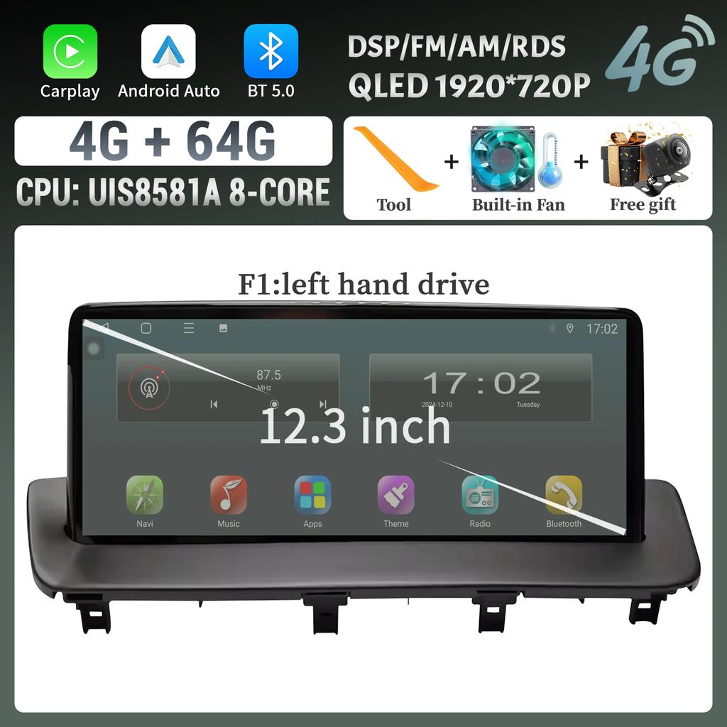 12.3" For MAZDA CX-9 2016-2021 Car Radio Multimedia Video Player Screen Navigation GPS BT Android CarPlay Touch Screen  Stereo