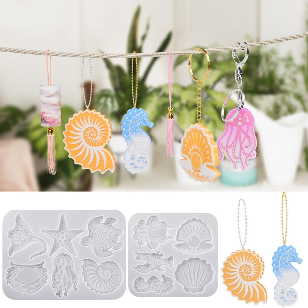 Silicone Pendant Mold Crafts Molds Marine Animal Shaped Keychain Moulds Silicone Material Gift for DIY Hand Making Lover