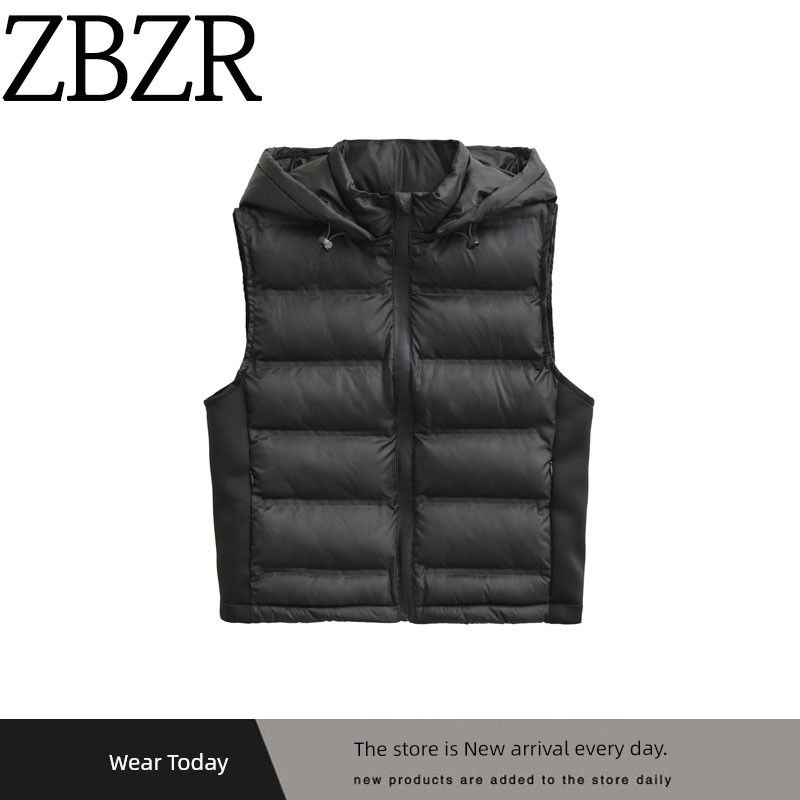 Za Export New Arrival Women's Clothing ZR Fashion Style Fashion Sleeveless Contrast Color Turtleneck Cotton-Padded Jacket Vest 4749811 800