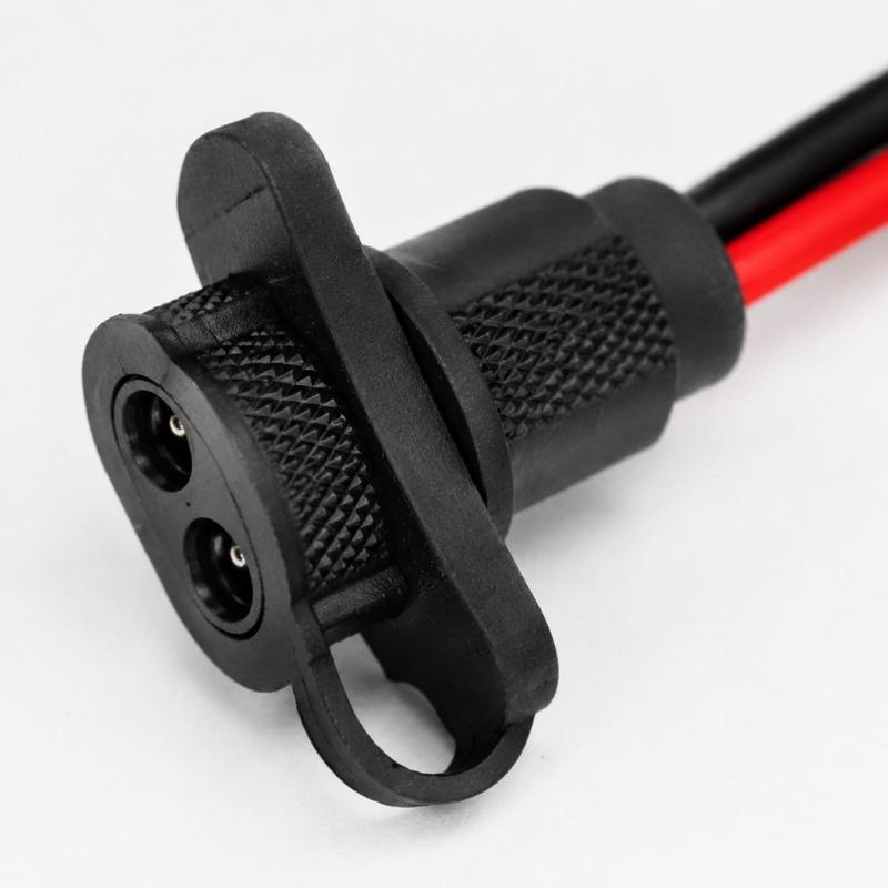 Battery SAE Power Lead with Panel Mount Body, Tethered Dust Cover, Copper Conductors, and Red and Black Wires for Fixed Access, 4 Pack
