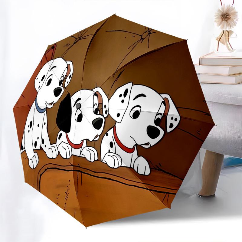 Paraguas Automático de Apertura y Cierre con Temática de Cachorros Dálmatas, Paraguas Portátil de 8 Varillas de Colores Brillantes, Adecuado para Hombres y Mujeres, Un Per