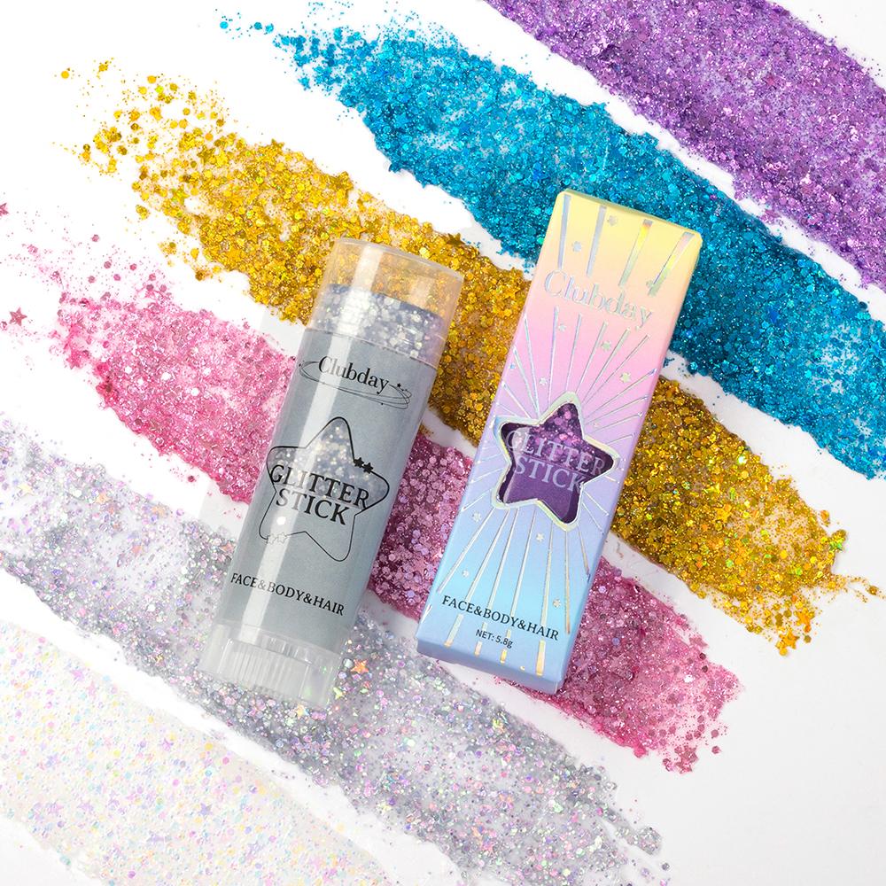 Clubday 6-Color Stage Makeup Eyeshadow Glitter Stick, Long-lasting And Exquisite Shine, Suitable For Face, Body, And Hair.