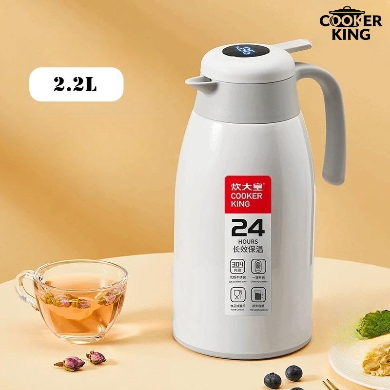 COOKER KING 2.2L 304 Stainless Steel Coffee Pot Insulated Cup Household Insulated CupTemperature-Controlled ThermosInsulated Cup 2.2L