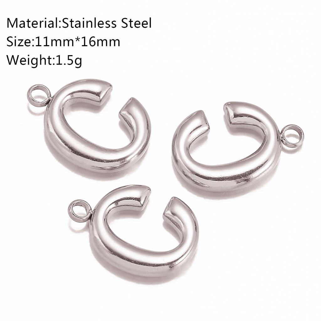 3Pcs Bubble Alphabet Charm Silver Color Stainless Steel Initial English Letter Pendant DIY Bracelet/Necklace Gift Jewelry Making