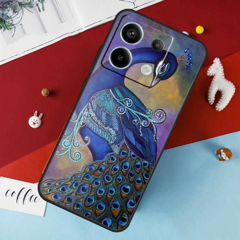 Bird Peacock Feather Case For Xiaomi Redmi Note 14 12 11 10 13 Pro 15 Pro Plus Redmi 15 14C 10C 12C 13C 15C Cover