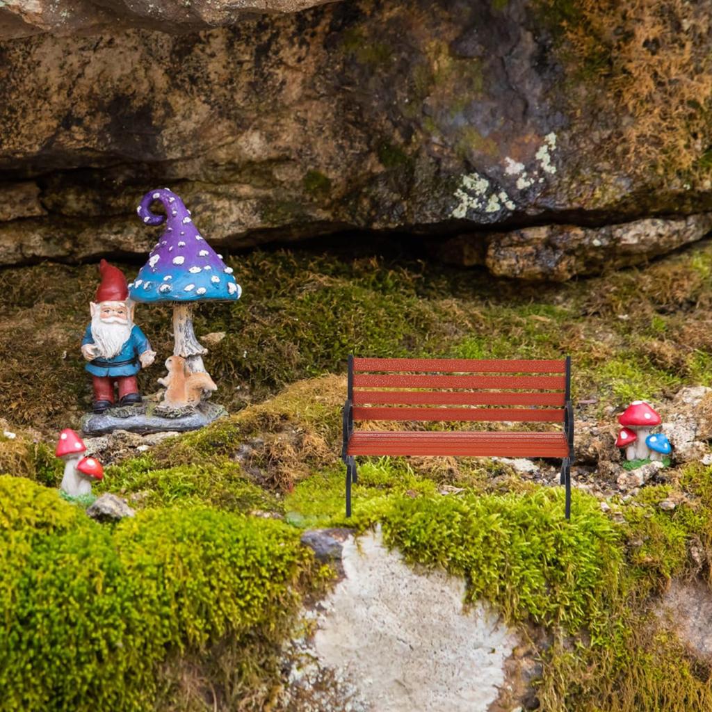 OUNONA Miniature Park Bench Model 3.66 x 2.24 x 1.77 inches Handmade Tabletop Decoration Mini Furniture Dollhouse Accessory Small Garden Bench