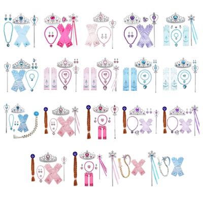 Accesorii Costum de Prințesă Set Haine Petrecere de Zi Mănuși Coroană Colier și Împletitură de Păr pentru Îmbrăcat Fete