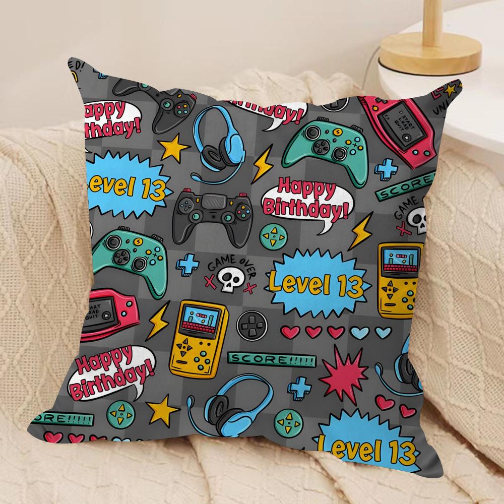 Game Handle Cushion Cover Soft Plush Fabric DoubleSided Printed Sofa Cushion Cover for All Seasons Home Decor Gift