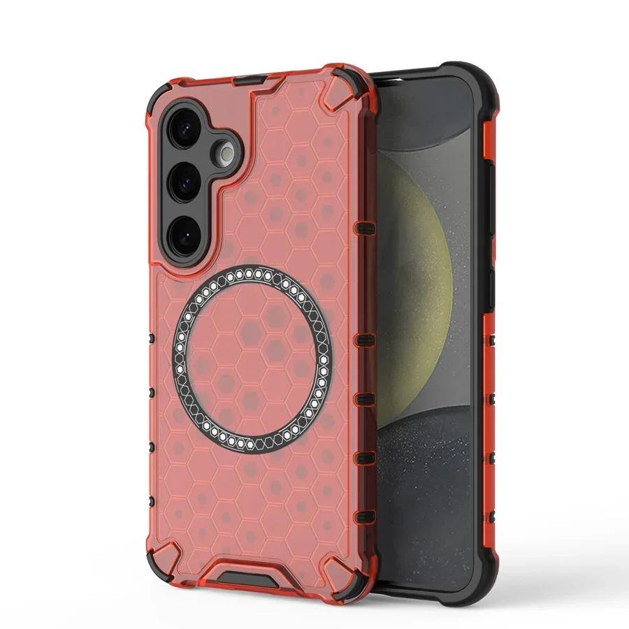 2 in1 Full Shockproof Magsafe Wireless Charging Case For Samsung Galaxy S24 S23 Ultra Plus A35 A55 S23FE Translucent Armor Cover