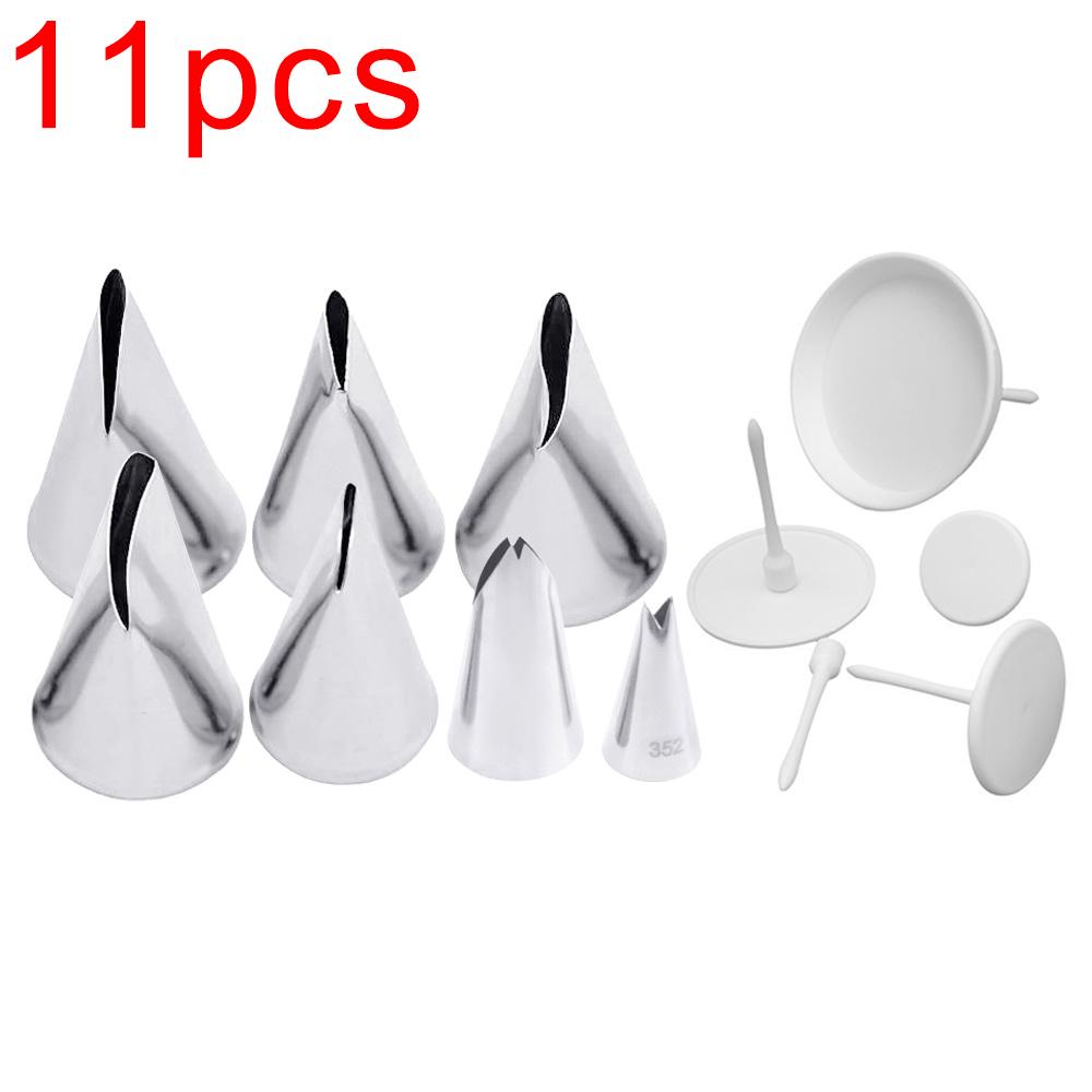 11pcs Rose Leaf Flower Cake Cream Decoration Tips Pastry Tools Stainless Steel Piping Icing Nozzle Head Dessert Decorators