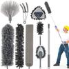 9 PC Microfibre Durability Pole Extension Telescopic Expanding 100 Inches Microfibre Duster Foldable Lightweight Duster with Ceiling Fan Blinds Car