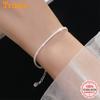 Luxury Real 925 Sterling Silver Fashion Simple Dazzling CZ Chain Bracelets For Women Wedding Fine S925 Jewelry DA1715