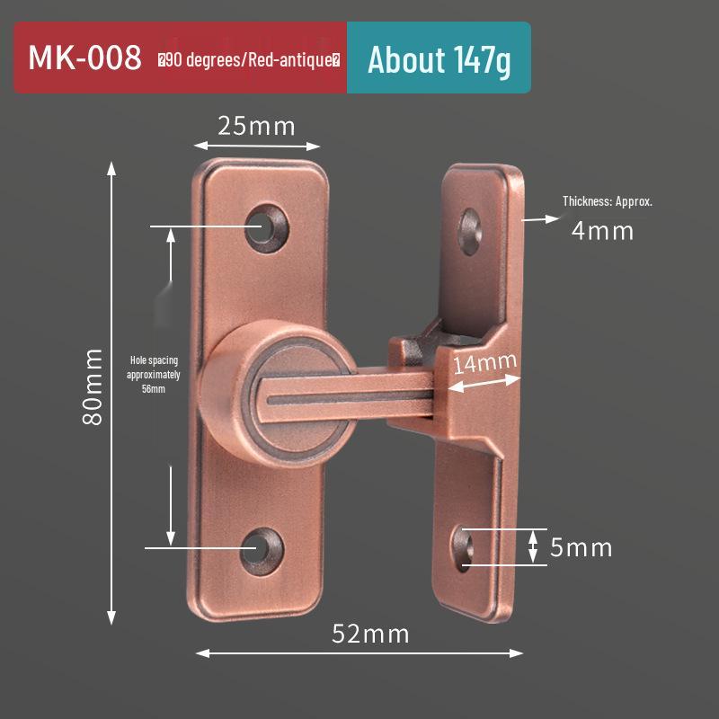 Punch-Free 90° Sliding Door Latch & Lock for Barn, Bathroom, or Toilet Doors