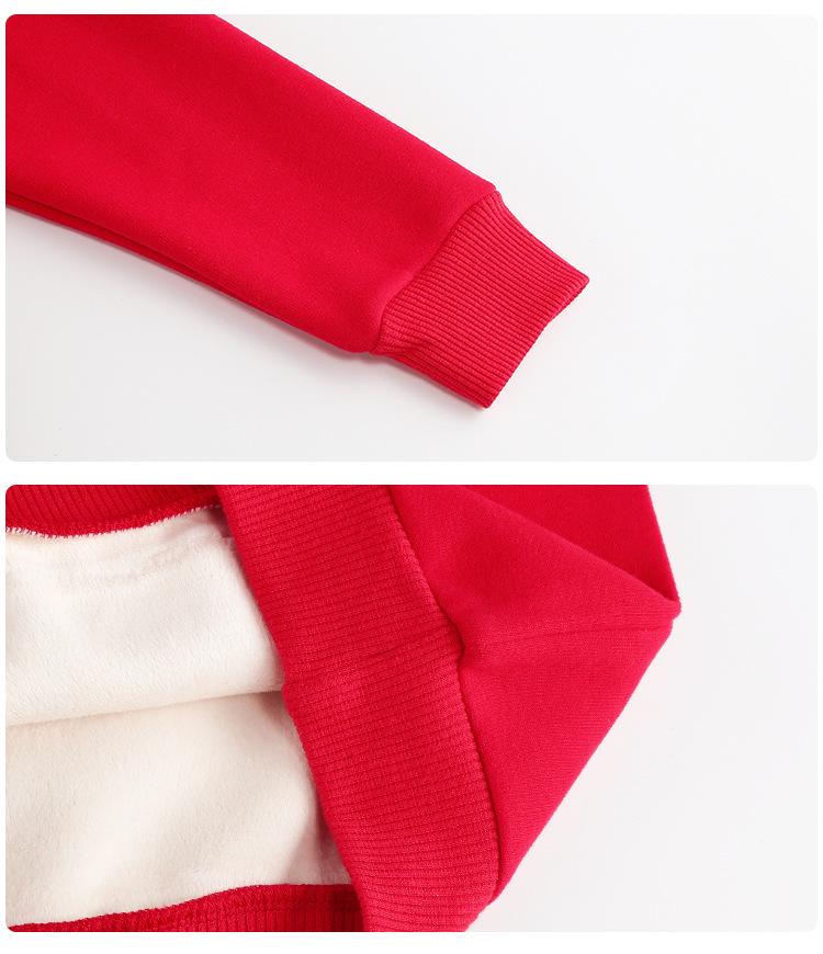 Kids' Round Neck Cotton Hoodie - Warm Fleece-Lined Pullover for Girls in Plain Colors.