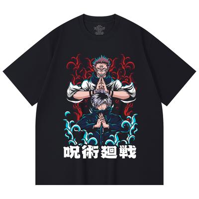 230 Gsm 100% Cotton Jujutsu Kaisen V49 Gojo Sukuna Print Unisex Heavy Cotton T Shirt