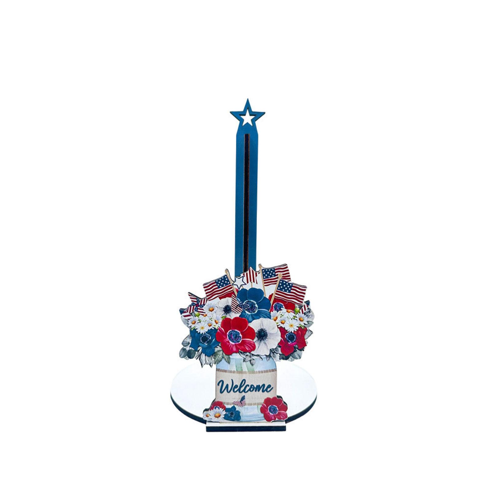 

American Independence Day Wooden Tissue Holder Commemorative Decorative Desktop Ornament One Size