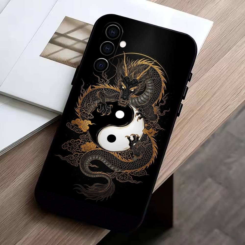 

Yin Yang D-Dragon Collection Phone Case Black Silicone Soft For Samsung Galaxy A73,A72,A71,A70,A53,A52,A51 Samsung a32 4g