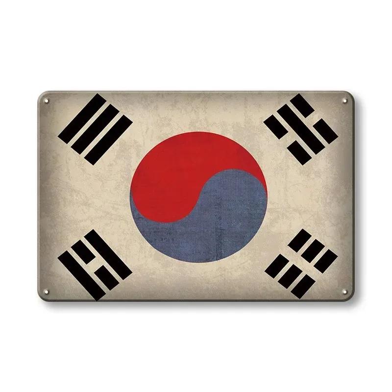 Rustic Antique International Countries Flag Metal Sign Retro Wall Art For Bar Garage Pub Man Cave Indoor Wall Decoration