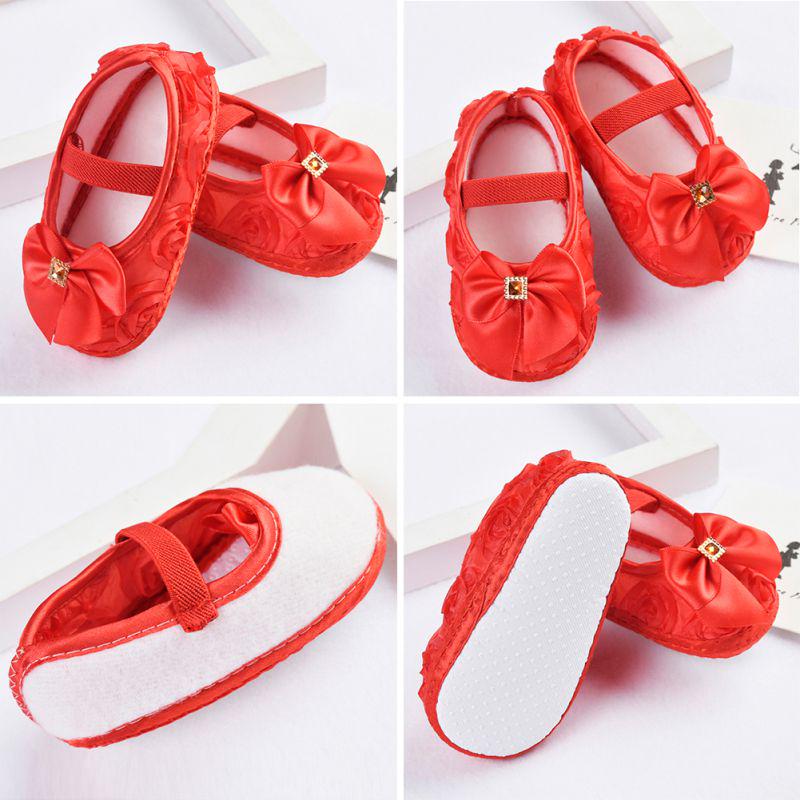 Baby Shoes Walkers  Sneakers Infant Kids Girls Rose Flowers Bow Princess Shoes