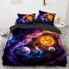 3D Galaxy King Queen Povlak na přikrývku Hvězdná obloha Ložní souprava Vesmír Povlak na přikrývku Vnější prostor Měkký 2/3ks Povlak na peřinu Tmavě modrá